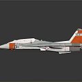 White And Orange Fighter Jet Model With Tail Wing And Shiny Surface