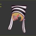 Knitted Black And White Striped Winter Hat With Ear Flaps Warm Design 3d model