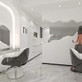 Modern DCHUAN Styling Salon Storefront With Circular Glass Entrance And Interior View