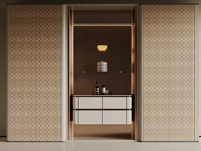 Elegant Modern Wine Cabinet With Glass Doors Shelves And Ambient Lighting 3d model