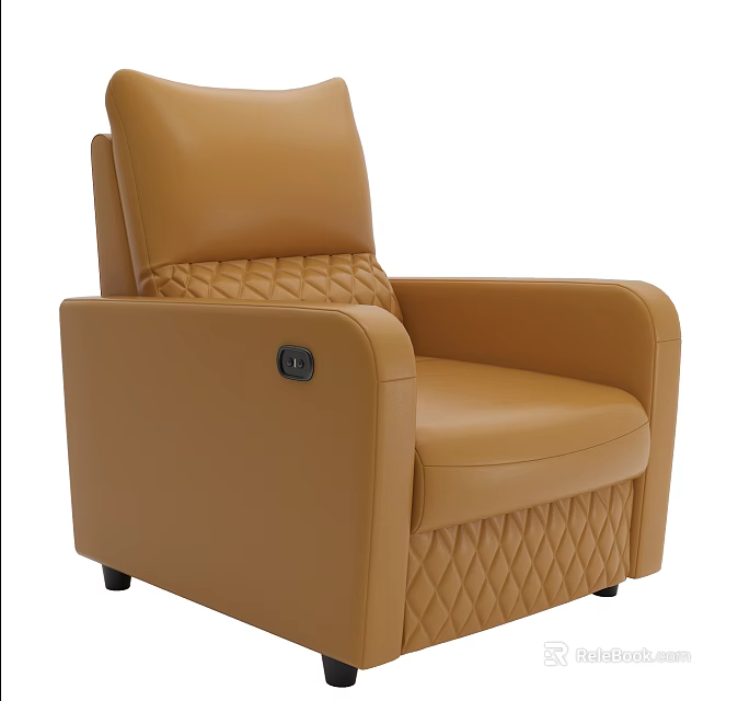 Brown Leather Leisure Chair With Diamond Stitching Armrest And Button Control 3d model