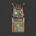 Green And Orange Military Style Toy Car With Roof Structure And Long Pole