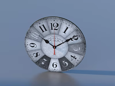 Vintage Analog Clock With Classic Dial Black Numbers And Red Second Hand 3d model