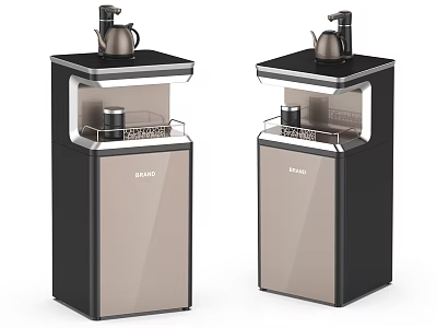 EMAX Electric Water Dispenser With Black And Gold Design Storage Shelf And Tea Pot Holder 3d model