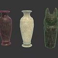 Carved Sculpture Vases With Intricate Patterns Dark Light Colors And Animal Head Design