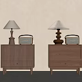 Modern Wooden Bedside Tables with Table Lamps and Vintage Radios