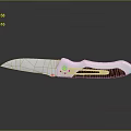 Folding Knife With Silver Blade And Brown Silver Handle On Black Smooth Surface With Reflection