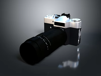 3D Rendered Computer Webcam With Black Silver Body And Long Lens Design 3d model