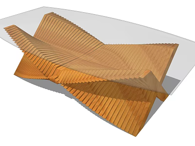 Modern Geometric Coffee Table With Layered Wooden Slats And Unique Design 3d model
