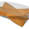 Modern Geometric Coffee Table With Layered Wooden Slats And Unique Design