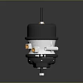Industrial Mechanical Equipment with Black Top Silver Body and Orange Connectors on Metal Base