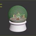 Decorative Snow Globe Ornament Set With Building Decorations Colorful Ribbons And White Base
