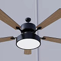 Ceiling Air Conditioner Fan With Wooden Blades Black Motor And White Light