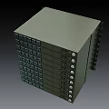 Modern Black Server Rack With Multiple Modules And Orange Blue Indicators 3d model