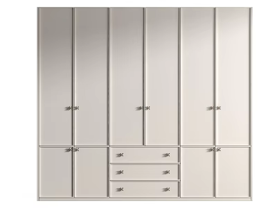 Modern Sleek Wardrobe Design With Mirrored Doors Multiple Drawers And Storage Cabinets 3d model