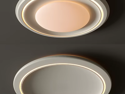 Modern Double Ring LED Ceiling Light with Minimalist Design and Warm Illumination 3d model