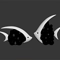 Stylish Fish Shaped Decorative Ornament Set With White Body And Black Spheres