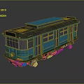 Vintage Blue PROGRES Tram with Classic Design Metal Body and Retro Wheels