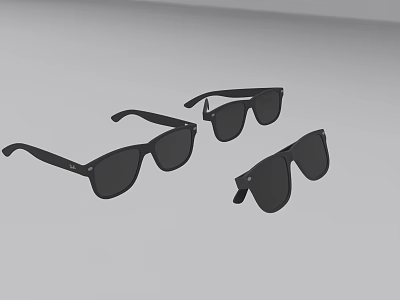 Three Pairs of Black Sunglasses with Black Frames and Black Lenses 3d model