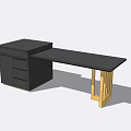Modern Bar Counter With Black Top Drawers And Wooden Support Frame Design