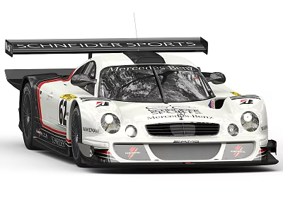 White Racing Car With Children Sports Branding And Number 52 Streamlined Exterior 3d model