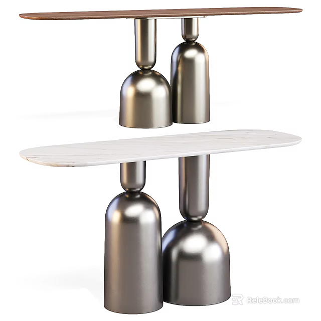 Modern Side Table With Metallic Supports And White Wooden Tabletop Design 3d model 