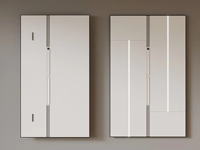 Modern Bathroom Mirror Cabinets With White Panels Gray Frames Wall Mounted Design 3d model