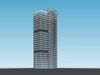 Modern Tall Office Building With Glass Curtain Wall Exterior Design 3d model