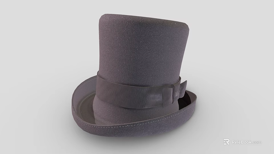 Classic Gray Fabric Top Hat Featuring Adjustable Band And Buckle Detail For Formal Wear 3d model 