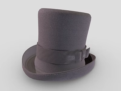 Classic Gray Fabric Top Hat Featuring Adjustable Band And Buckle Detail For Formal Wear 3d model
