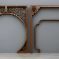Two Different Shaped Wooden Door Arches Left Circular With Carvings Right Square With Top Ornament