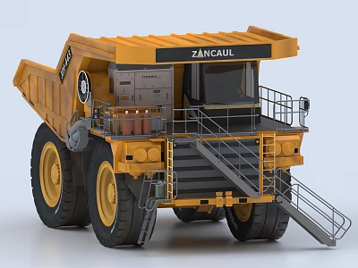 Yellow ZANCAUL Dump Truck With Large Tires Access Ladder And Cab 3d model