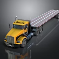 Shiny Yellow Flatbed Truck With Long Flatbed And Sturdy Cab Design 3d model