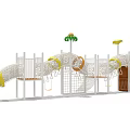 Kindergarten Outdoor Playground With Climbing Net Slide Rock Wall And Swings