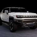 White Hummer Pickup Truck With Rugged Exterior Design And Large All Terrain Tires