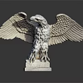 Artistic Detailed Stone Eagle Sculpture With Spread Wings And Square Base
