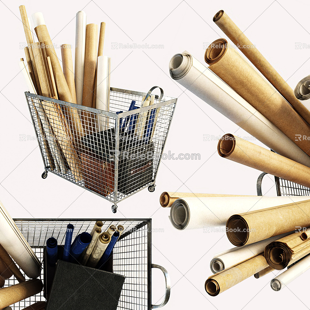 Modern shopping cart cowhide drawing combination 3d model