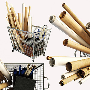 Modern shopping cart cowhide drawing combination 3d model