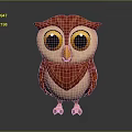 Cute Cartoon Owl Character With Red Beige Feathers Big Yellow Eyes Orange Beak
