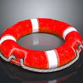 Child Swimming Safety Red Lifebuoy With White Stripes And Rope