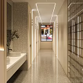 Modern Beauty Hair Salon Interior Design With Reception Counter Sofa And Decorative Plants