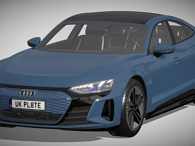 Audi Blue Coupe Car With UK Plate LED Headlights And Black Alloy Wheels 3d model