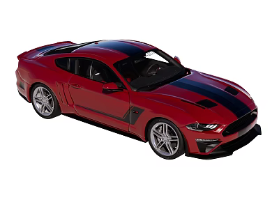 Red Sports Car with Black Stripes Sleek Exterior Design and Alloy Wheels 3d model