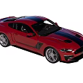 Red Sports Car with Black Stripes Sleek Exterior Design and Alloy Wheels