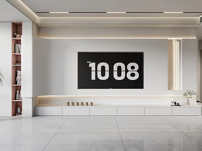Modern TV Background Wall In Living Room With Lighting Storage And Shelves 3d model