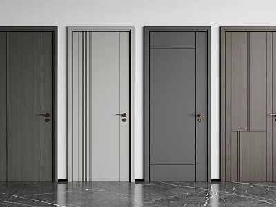 Modern Hinged Doors With Various Colors Wooden Texture And Different Design Styles 3d model