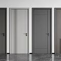 Modern swing door single door combination 3d model