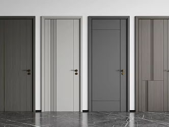 Modern swing door single door combination 3d model
