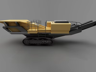 Yellow Tracked Functional Vehicle With Conveyor System For Construction Operations 3d model