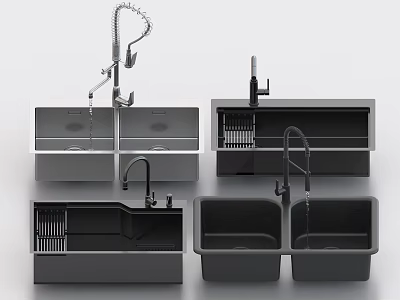 Modern Kitchen Sink Designs With Double Bowl Faucet And Functional Layout 3d model
